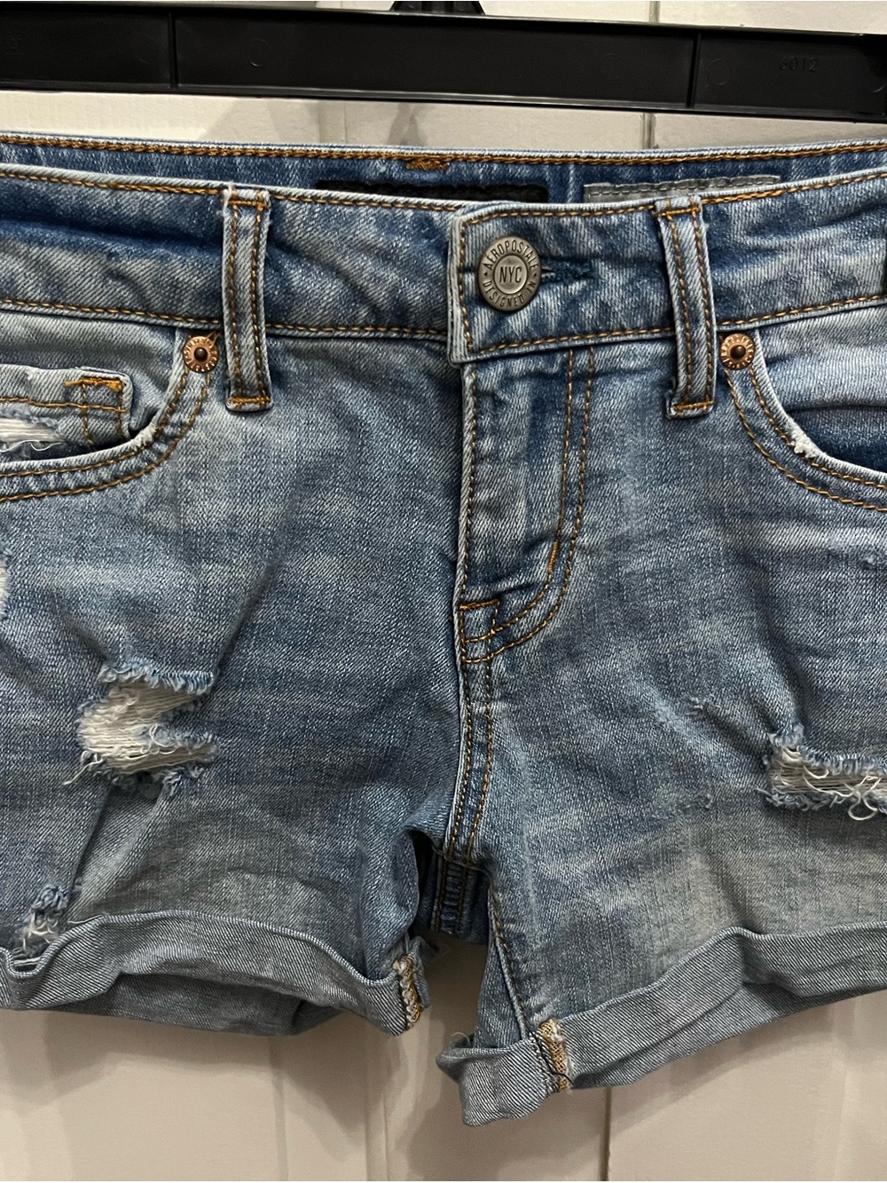 Aeropostale Light Blue Distressed Denim Shorts